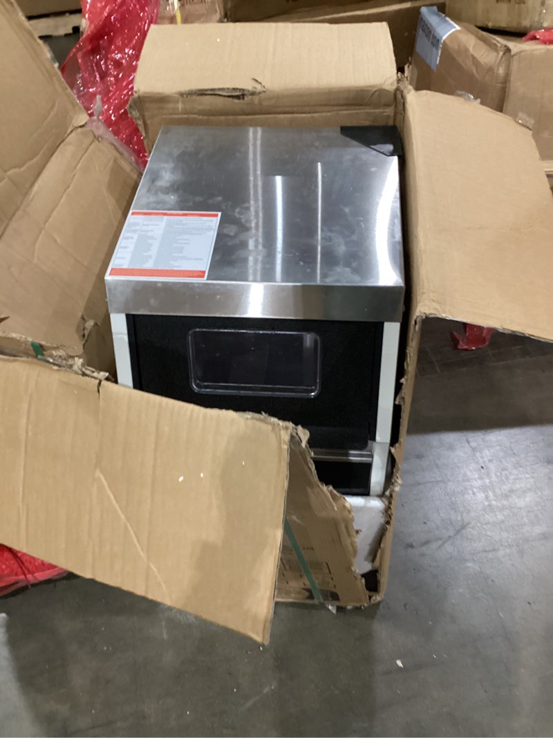 Condition photo showing As Is for commercial ice maker machine, 90 lbs/24h with 12lbs storage, 32 cubes per