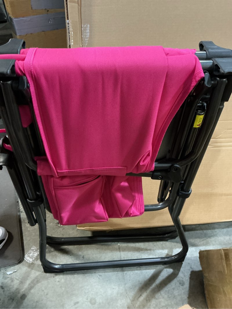 Condition photo showing Good Condition for ever advanced portable 30.7" seat height tall folding camping chair directors chair high foldable bar stool with side table for makeup artist, sports event, craft show, supports 350lbs polyester pink