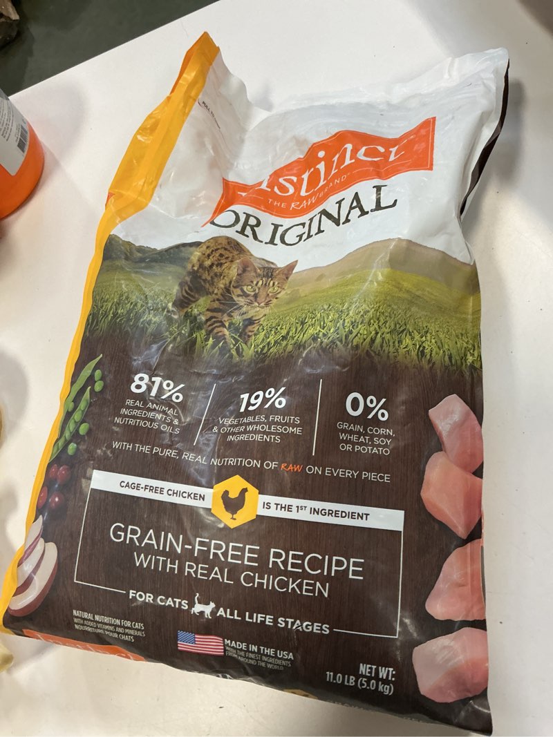 Condition photo showing New/Like New for (Best by Nov/12/2026) Instinct Original Dry Cat Food, Raw Coated Kibble, High Protein, Grain Free Recipe - Real Chicken, 11 lb. Bag Chicken 11 Pound (Pack of 1)