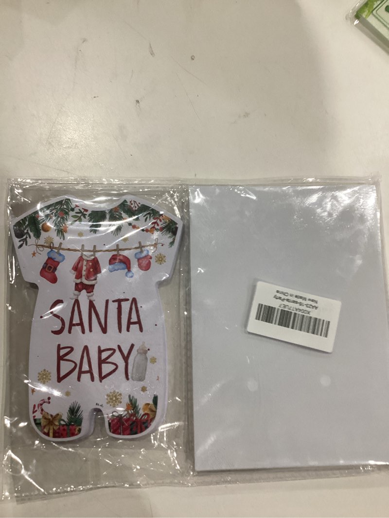 Condition photo showing New/Like New for LyoGao Christmas Baby Shower Invitations - Santa Baby Christmas Baby Shower Party Fill in Invites Cards With Envelopes (20 Pack) christmas 2
