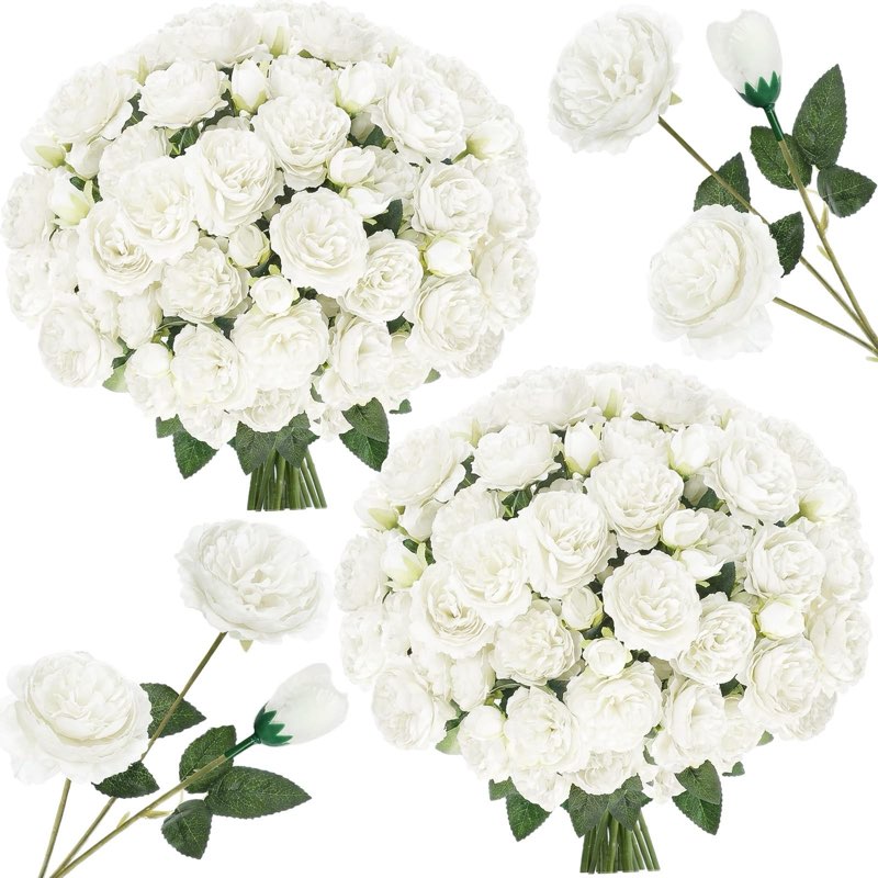 thiccywoov 36 bundles artificial flowers peonies roses 108 heads fake silk peony bouquet floral arra