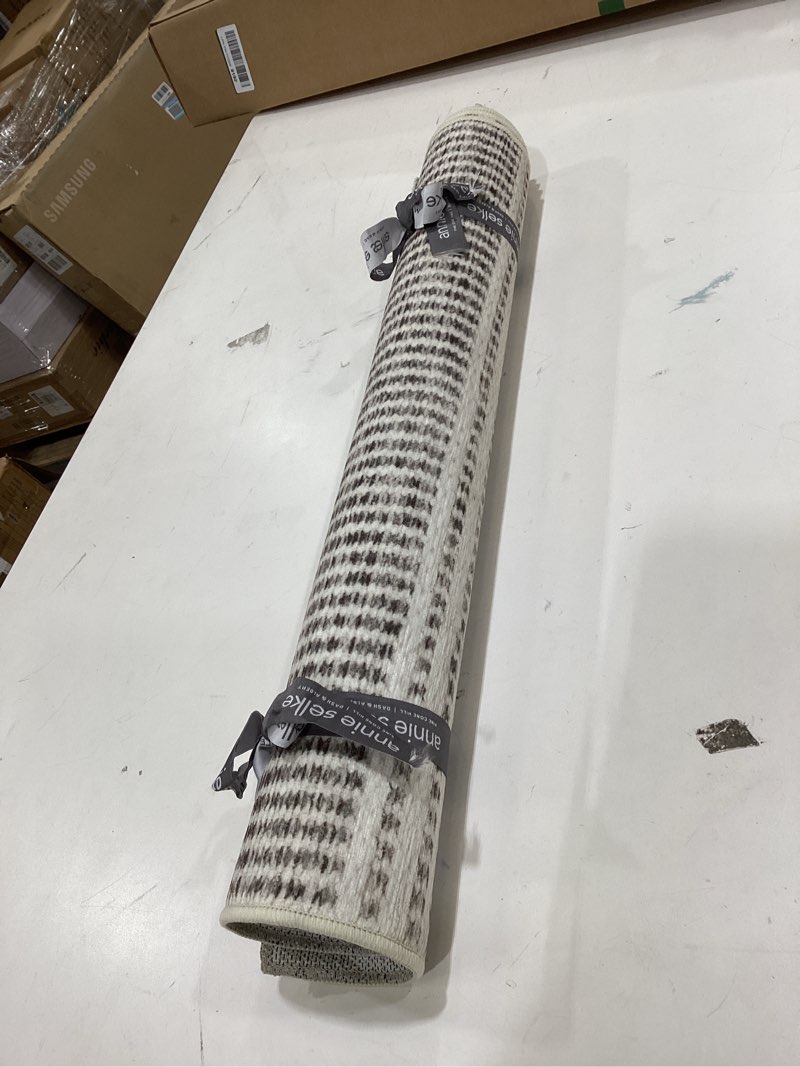 Condition photo showing Good Condition for Dash and Albert Malta Grey Machine Washable Area Rug - 2' x 3' Grey Stripe Washable Accent Rug - Durable, High Traffic Areas Kitchen, Mudroom, Hallways Malta Grey 2' x 3' (Rectangular)