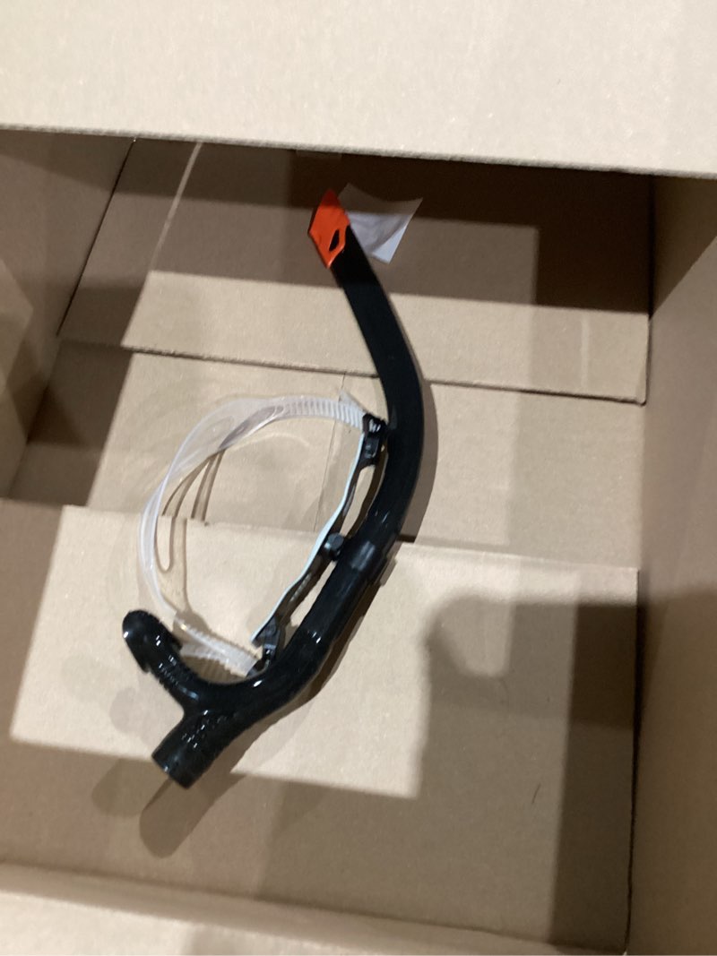 Condition photo showing As Is for Swimmer's Snorkel for Lap Swimming, Adult Snorkeling Gear Swim Training, Center-Mount Silicone Mouthpiece One-Way Purge Valve in Pool and Open Water Black