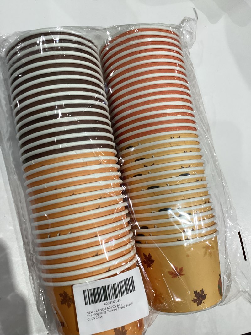Condition photo showing New/Like New for 60PCS Fall Paper Bowls Turkey Paper Snack Bowls 8oz Fall Disposable Bowls Cute Turkey Thanksgiving Ice Cream Cups for Soup Hot or Cold Autumn Holiday Happy Fall Harvest Party Favor Supplies Turkey 1