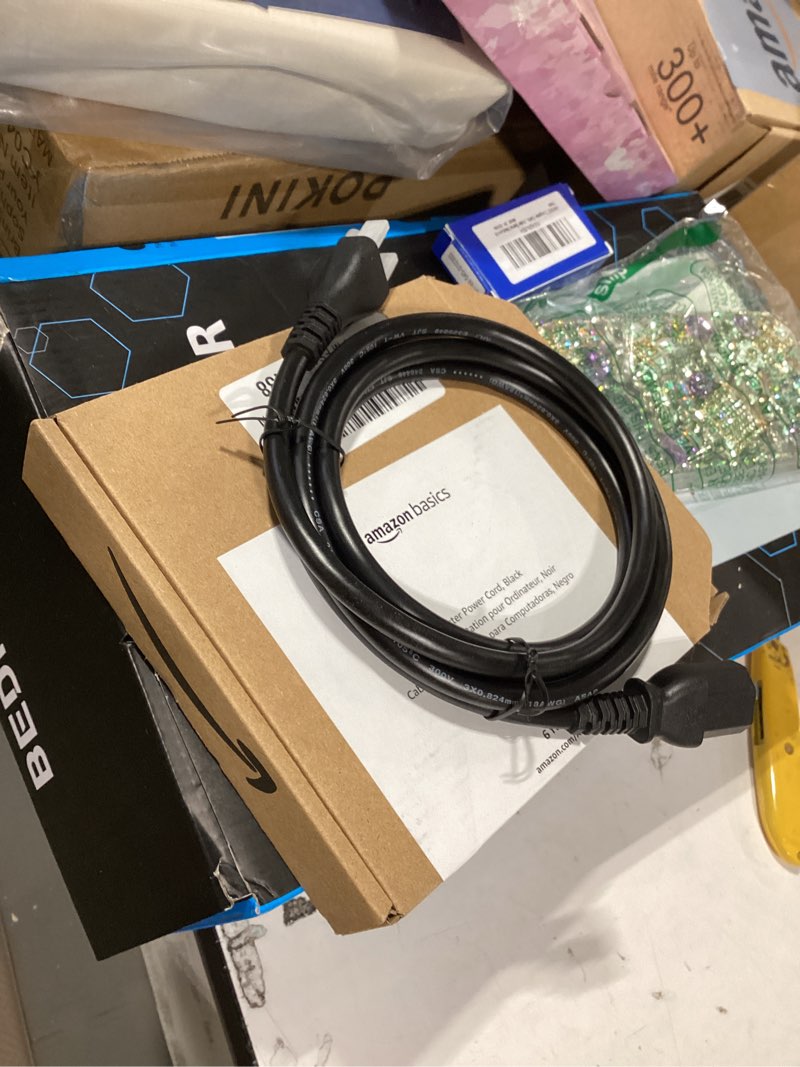 Condition photo showing New/Like New for amazon basics pc power cord, 6 feet, ac power cord for monitor, computer, tv, 3 prong, 18 awg, 125 volts, black 1-pack (1 count) 6 feet