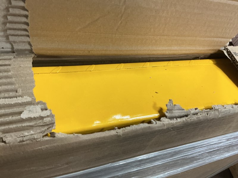 Condition photo showing As Is for VEVOR Forklift Man Basket, 36 x 36 Inches Forklift Safety Cage Work Platform 1200 lbs Load Capacity, Collapsible Lift Basket with 4 Wheels Device Chain for Aerial Work Lifting Loader 36"x36" with Wheels