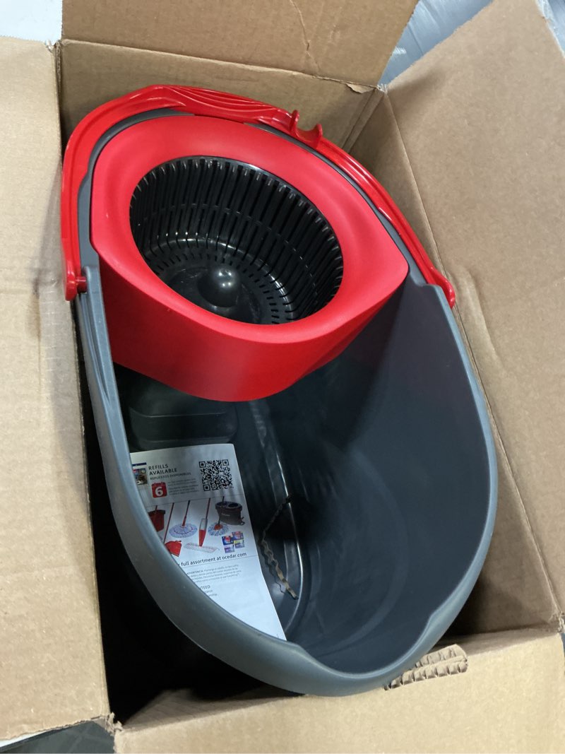 Condition photo showing Good Condition for (Incomplete)O-Cedar EasyWring Microfiber Spin Mop, Bucket Floor Cleaning System, Red, Gray, Standard