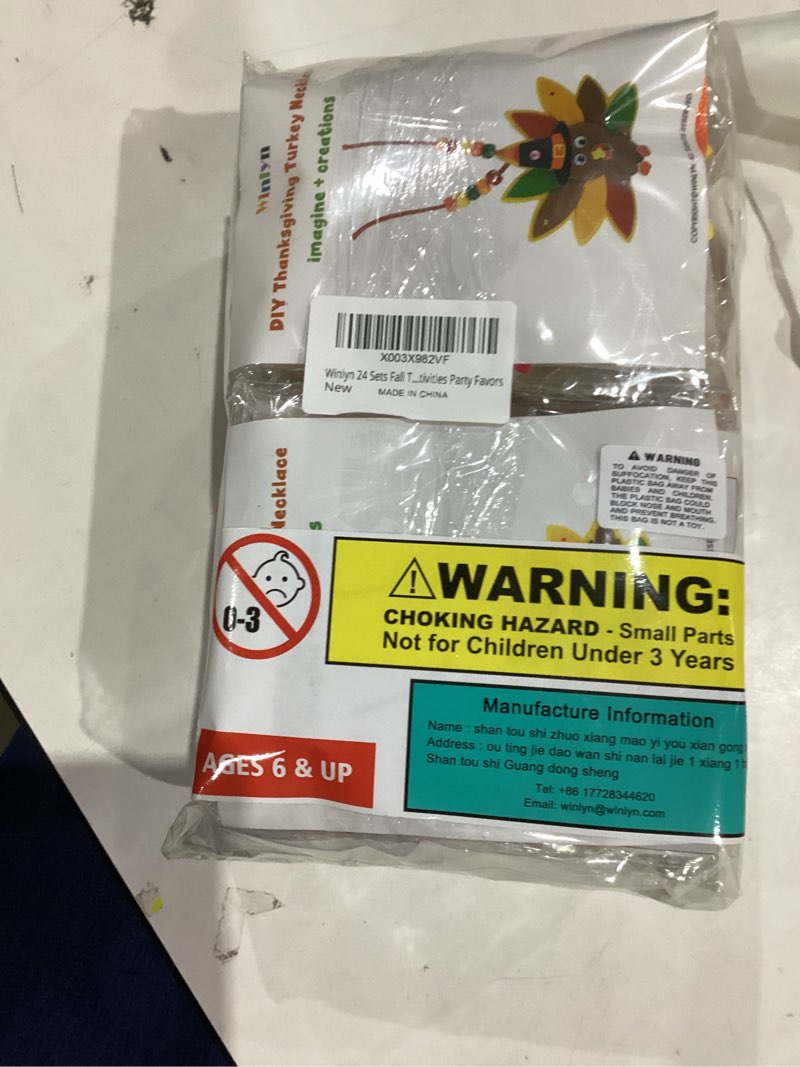 Condition photo showing New/Like New for Winlyn 24 Sets Fall Craft Kits DIY Thanksgiving Turkey Necklaces Art Sets Autumn Maple Leaves Turkey Feathers Foam Thanksgiving Stickers for Kids Harvest Home Classroom Activities Party Favors