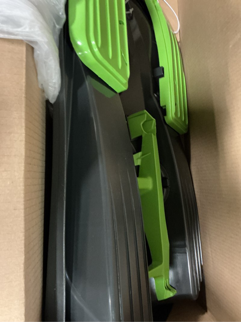 Condition photo showing Good Condition for Snow Sled for Kids, Adults - Toboggan Sled, Easy Turning Steering Wheel, Anti-Slip Seat, Pull Up Brake, Durable Plastic Sled, Lightweight, Snow Sleds, Age 3+ 260 lbs Mystic Green Snow Sled