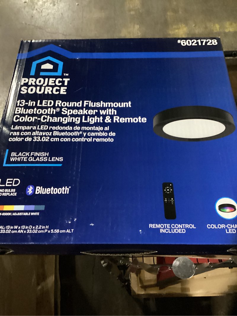 Condition photo showing As Is for project source 1 -light 13-in matte black integrated led flush mount light