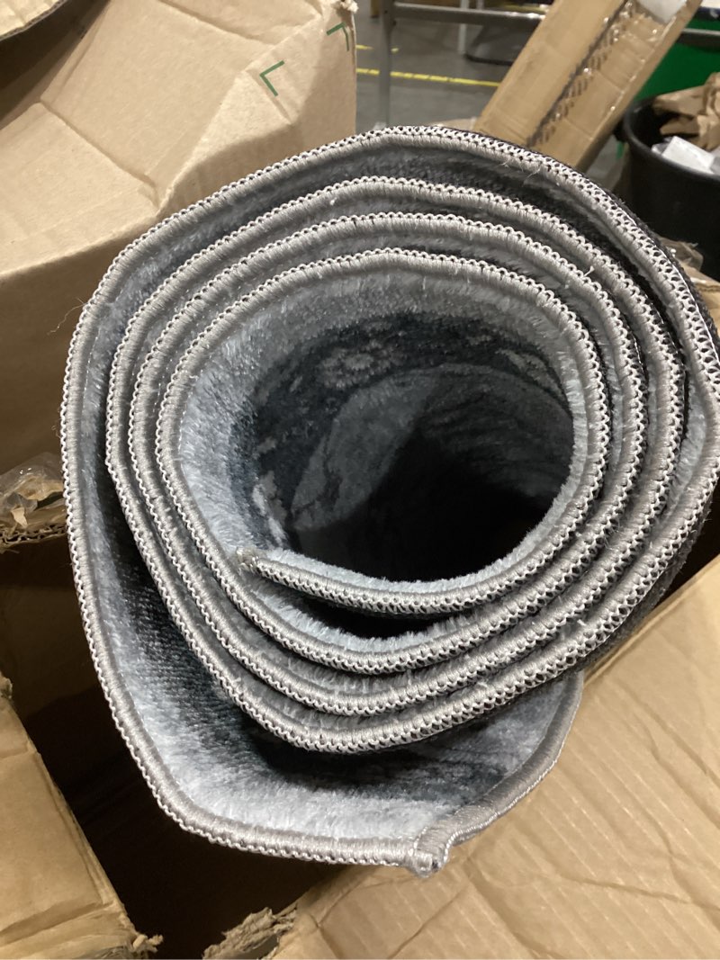 Condition photo showing As Is for washable area rug 5' x 7' vintage traditional persian mat - foldable distressed non-slip machine washable carpet for living room bedroom kitchen home decor - graphite and mist graphite and mist 5' x 7' (rectangular)