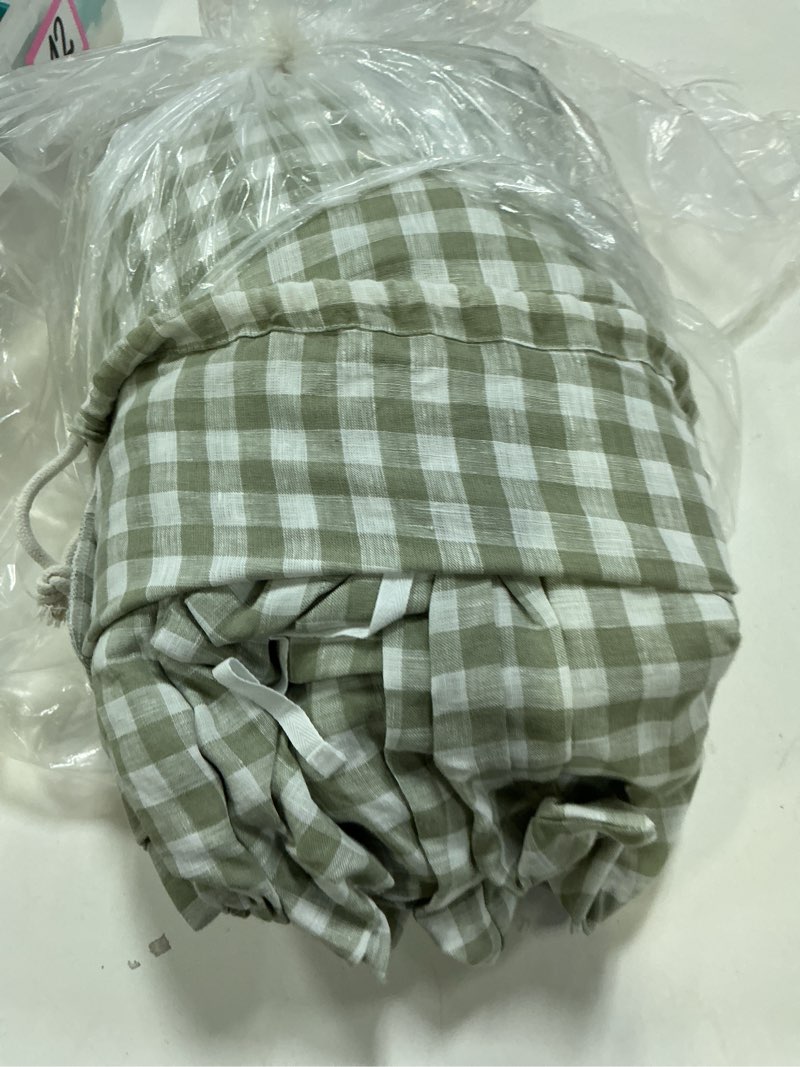 Condition photo showing As Is for quince european linen duvet cover set, king/cal king, willowleaf gingham
