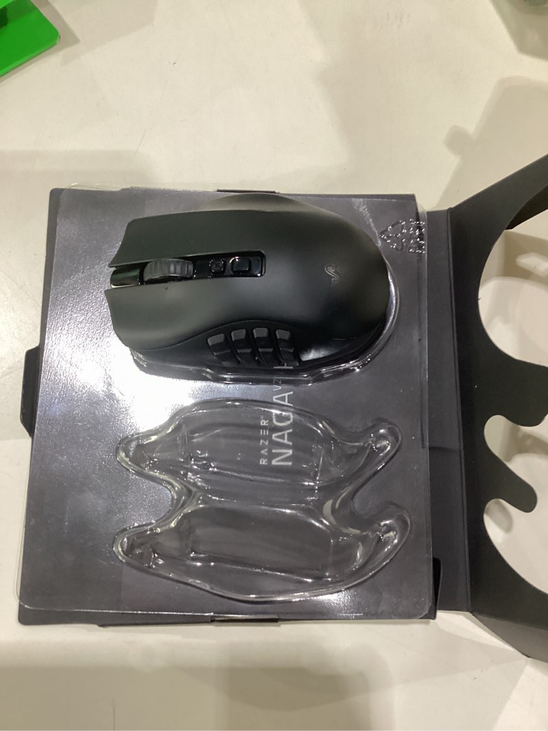 Condition photo showing As Is for **missing parts no side pads** razer naga v2 pro wireless mmo gaming mouse: 19+1 programmable buttons w/swappable side plates - hyperscroll pro wheel - focus 30k optical sensor - mouse switches gen-3-300 hr battery