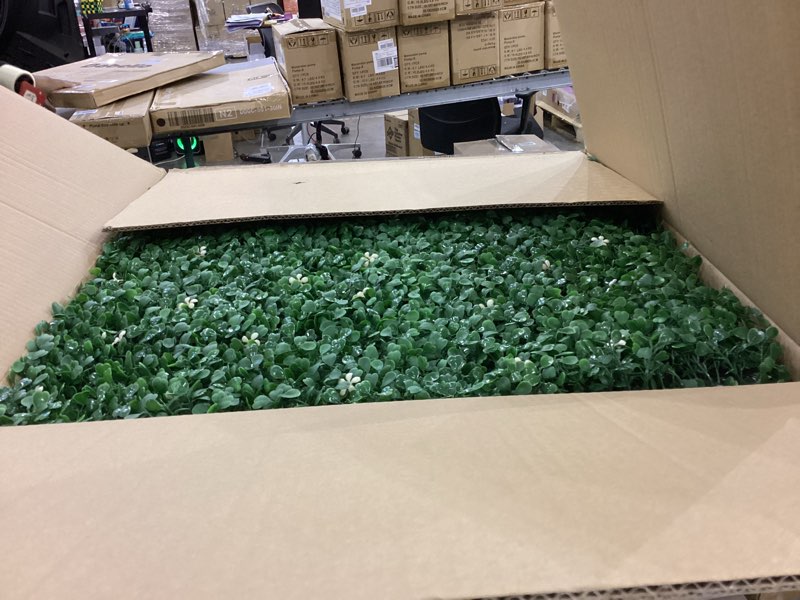 Condition photo showing New/Like New for flybold Artificial Boxwood Hedge Panels - Grass Wall Backdrop Decor Indoor and Outdoors - Greenery Wall, Faux,Fake Grass Wall - Decorative Hedge, Garden Fence Panels - 20x20 inch - Pack of 6 Pack of 6 (Light Green)