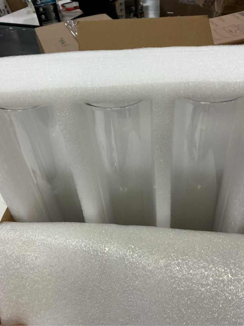 Condition photo showing Good Condition for treela 6 pcs 2.5" w x 14" h hurricane candle holder sleeve bottomless glass cylinder candleholder sleeve tall candle glass cover clear open ended shade chimney tube cover for pillar taper lamp