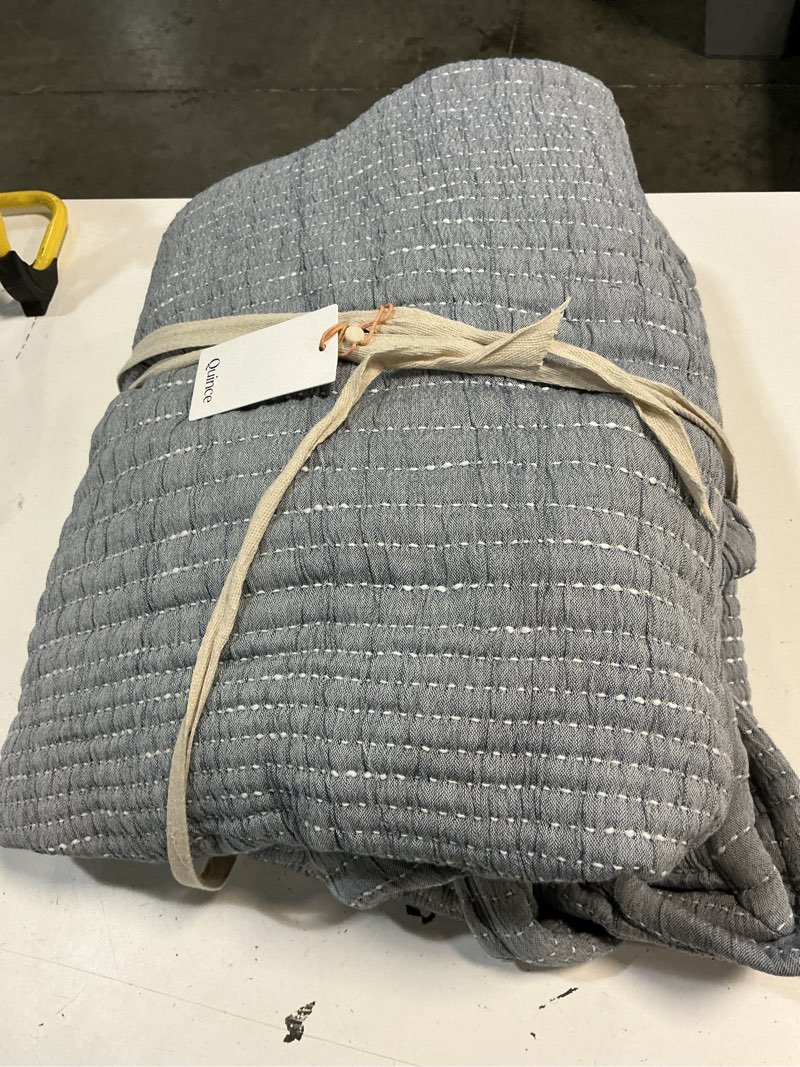 Condition photo showing Good Condition for quince organic cotton channel stitch coverlet, full/queen, blue