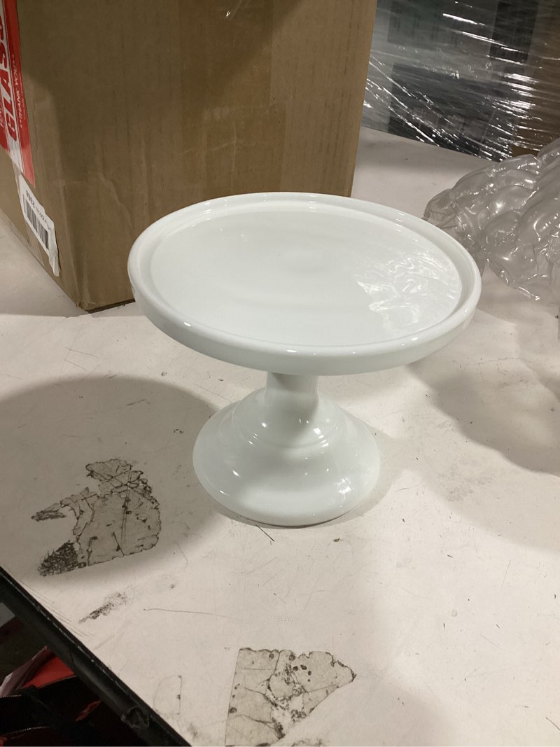 Condition photo showing Good Condition for (similar to )round white porcelain cake stand - show off your desserts, celebrate in style, perfect for holiday gatherings, weddings & parties