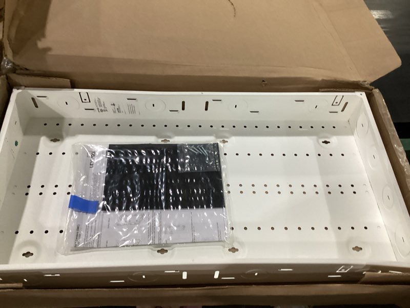 Condition photo showing As Is for leviton 20 space, 20 circuit indoor load center with main lugs, lp222-lpd 20 space 225a