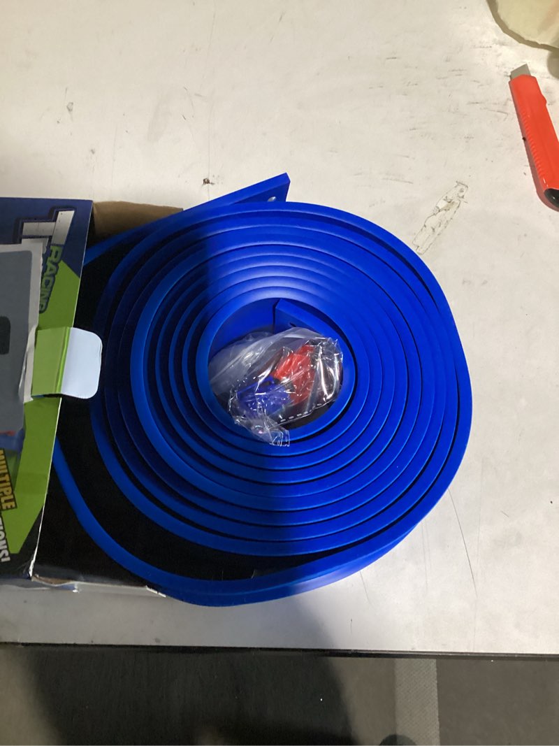 Condition photo showing Good Condition for KETIEE Flex Tracks 16 Ft for Kids, Flexible Race Car Ramp Track with 2 Small Racecars and 4 Suction Cups Compatible with Diecast 1/64th Cars,Rolls Up Portable Racetrack for Ages 3 & Up Blue