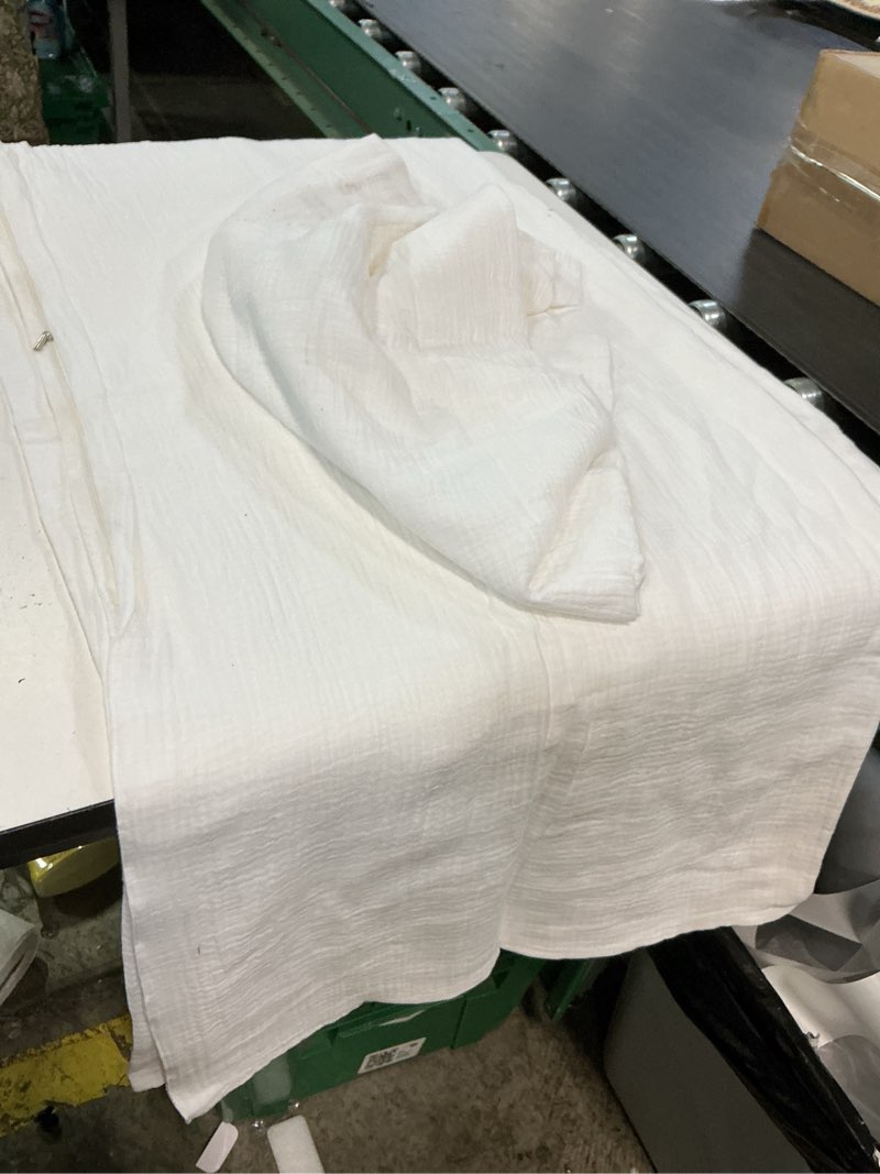 Condition photo showing As Is for vera wang - duvet cover set, soft textured bedding with matching shams, button closure & inner corner ties, (bark white) bark white queen