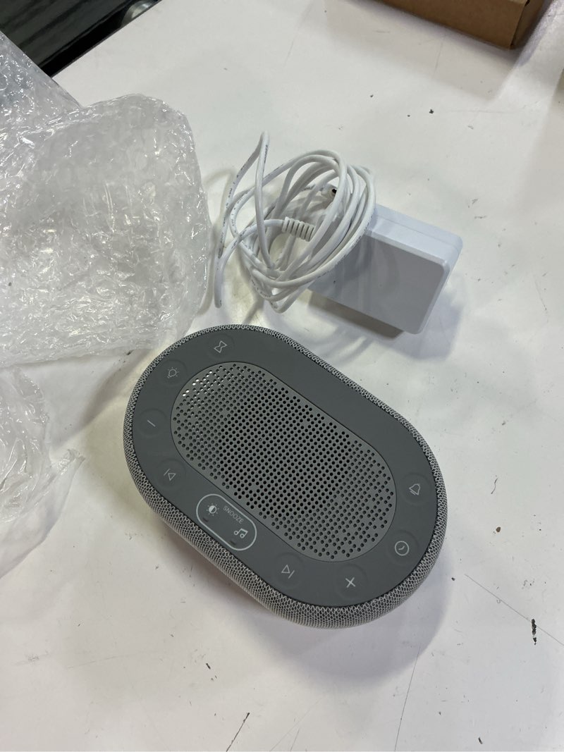 Condition photo showing As Is for 1mii white noise sound machine with alarm clock, sound machine for sleep for adults baby, 30 soothing sounds, smart app controlled, dimmable 7-color night light, sleeping timer, 30 volume levels grey