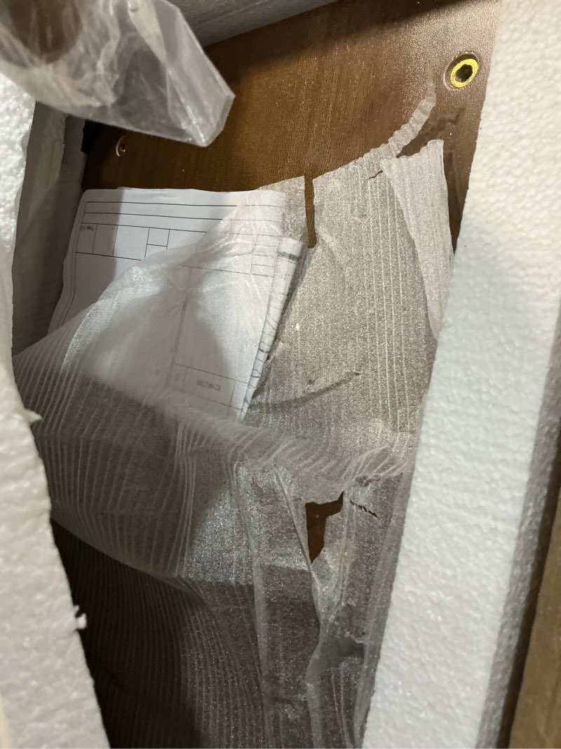 Condition photo showing As Is for WoodsWhisper Full Length Mirror Coat Rack Solid Wood Floor Mirror 66"x12" Full Length Mirror with Stand Long Mirrors for Bedroom,Living Room (Deep Walnut, 66" Lx12 W) Deep Walnut 66"Lx12"W