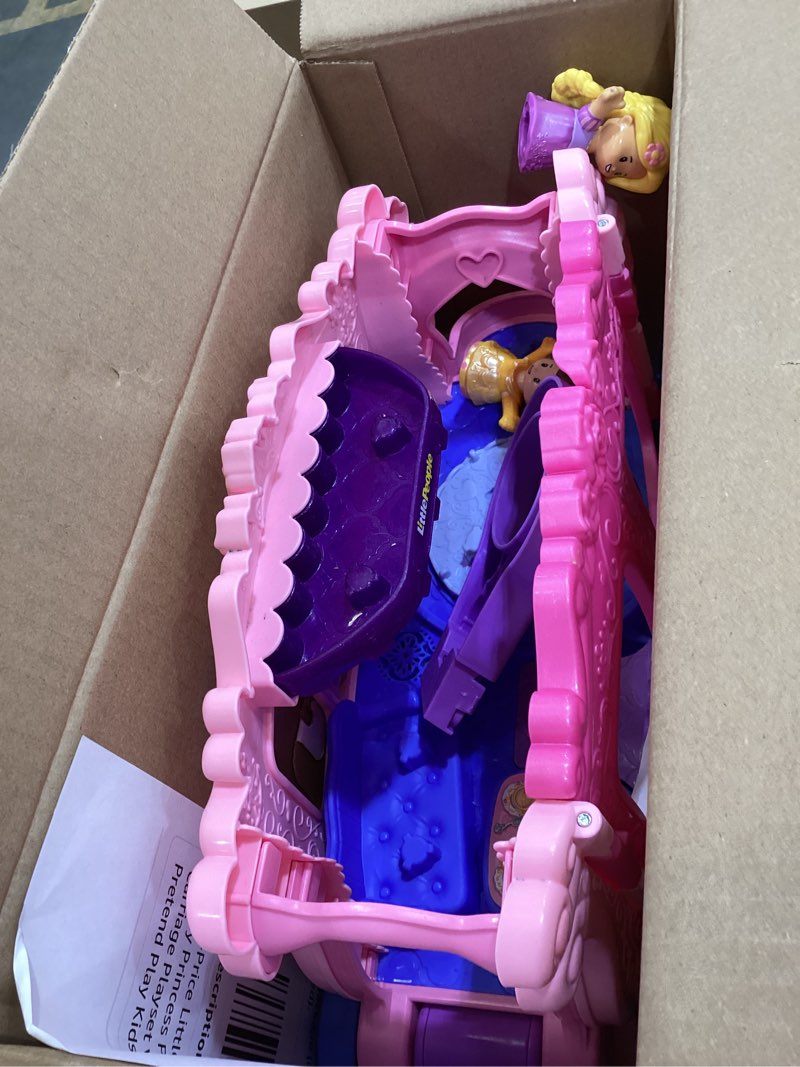Condition photo showing Good Condition for fisher-price little people toddler toy disney princess pull-along musical carriage playset with figures for pretend play kids ages 18+ months