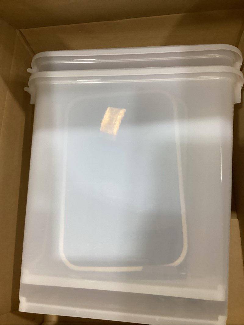 Condition photo showing Good Condition for iris usa airtight pet food storage container with wheels, black, 30 lb capacity - bpa-free clear plastic bin with snap-lid seal to keep kibble, pellets or seeds fresh for dogs, cats and birds