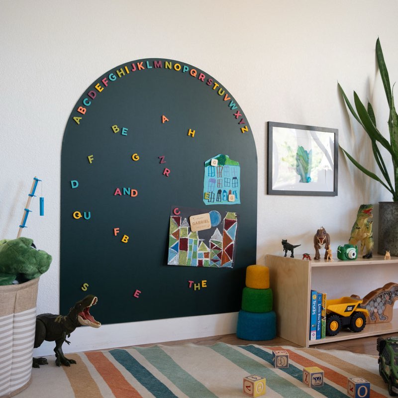 Magnetic Wall Decal for Kids, 40"x32" Magnetic Arch Chalkboard for Wall, Self Adhesive Wall Sticker Board, Peel and Stick Magnet Drawing Board for Playroom, Home, School Learning & Decor - Beige