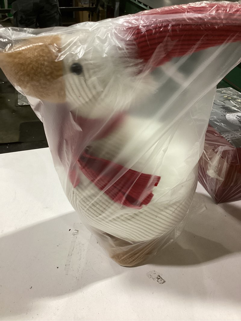 Condition photo showing New/Like New for Original Cute Duck Figurine with Santa Hat and Red Scarf for Winter Christmas Decoration, Lovely and Lucky Furry Animal Doll, Come with Giftbox