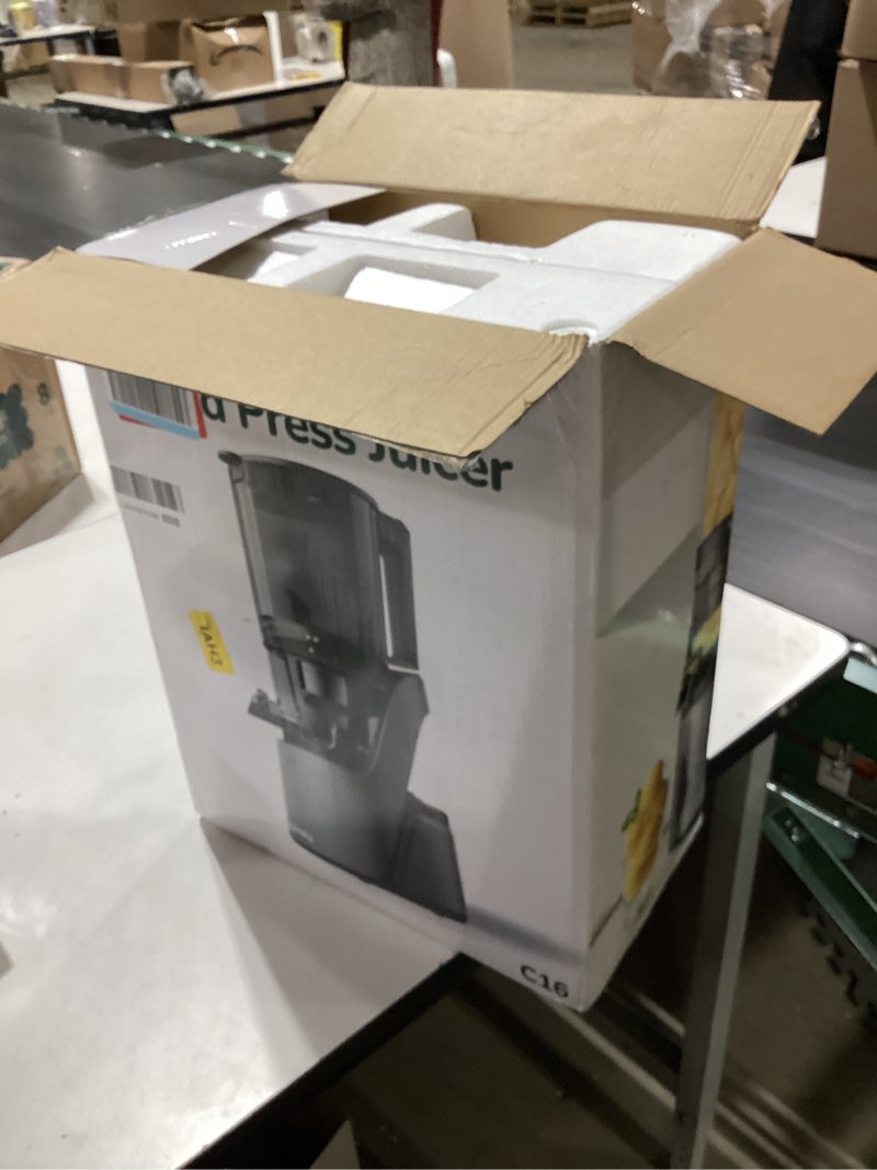 Condition photo showing New/Like New for Canoly C16 Cold Press Juicer, 6" Extra Wide Feed Chute, 3-IN-1 Strainers (Juice & Sorbet & Nut Milk), Powerful AC Brushless Motor, Self Precut System, Juicer Machines with BPA-Free (Space Gray)