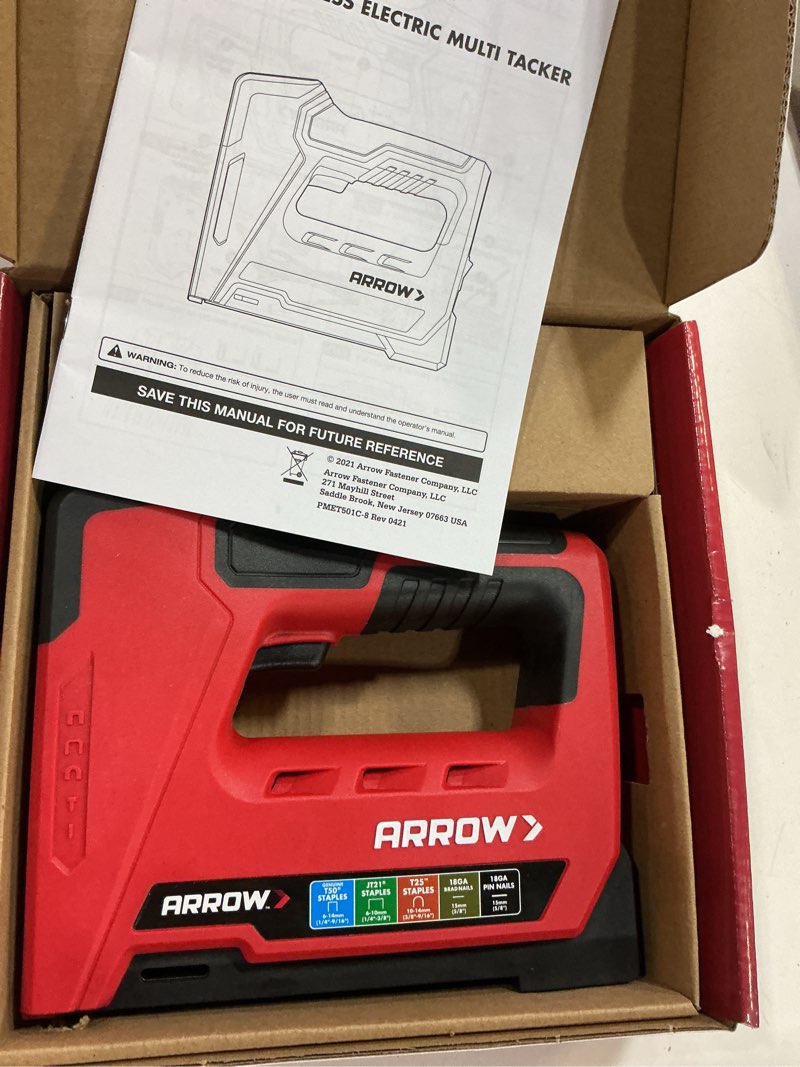 Condition photo showing Good Condition for cordless 5-in-1 professional staple and nail gun, battery powered wire stapler and brad nailer