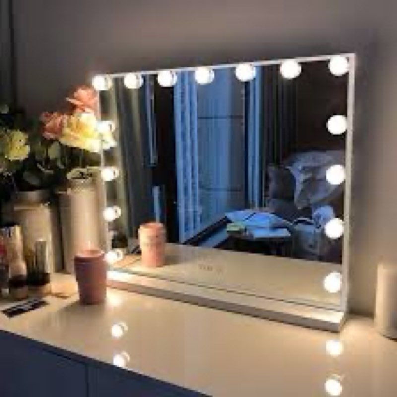 FENCHILIN Vanity Mirror with Lights, Hollywood Lighted Makeup Mirror with 15 Dimmable LED Bulbs for 