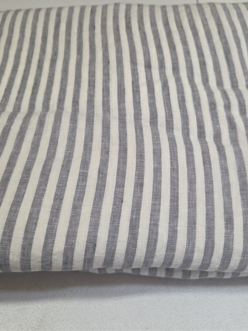 quince 100% linen full queen duvet cover gray white stripe w full