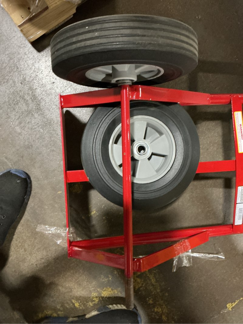 Condition photo showing As Is for milwaukee 800-lb capacity 2 -wheel red steel heavy duty hand truck
