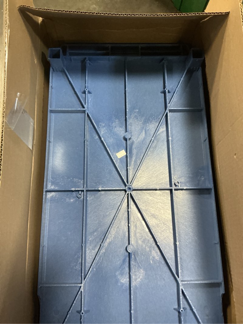 Condition photo showing As Is for EC111-G 35" W x 18" D x 36" H Commercial Tub Cart with Wheels, Three Shelves, Polyethylene, Gray