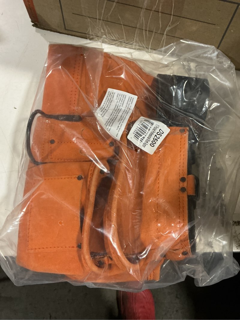 Condition photo showing New/Like New for 11-pocket suede leather tool apron in orange