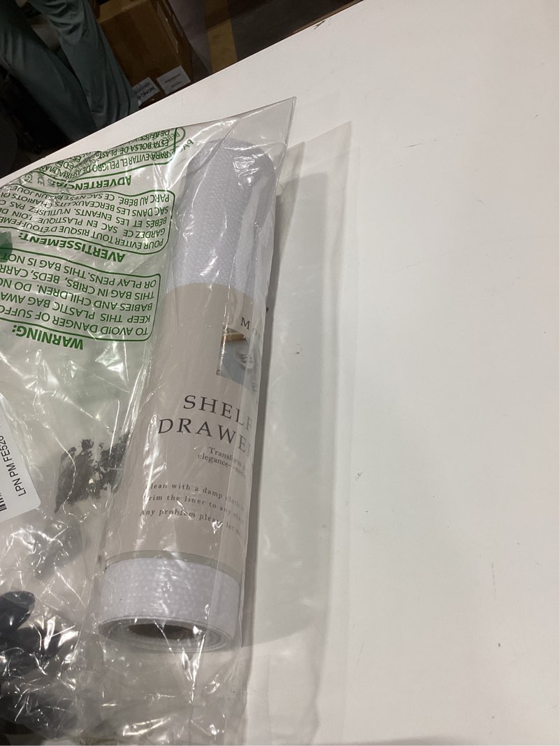 Condition photo showing New/Like New for Moriah Shelf Liner for Kitchen Cabinets, Non Adheasive Drawer Liner Non Slip Waterproof Shelf Paper for Bathroom Dresser Shelve Strong Grip Thickened Drawer Protector Liner(White,12' x 10'') 12'' x 10' White