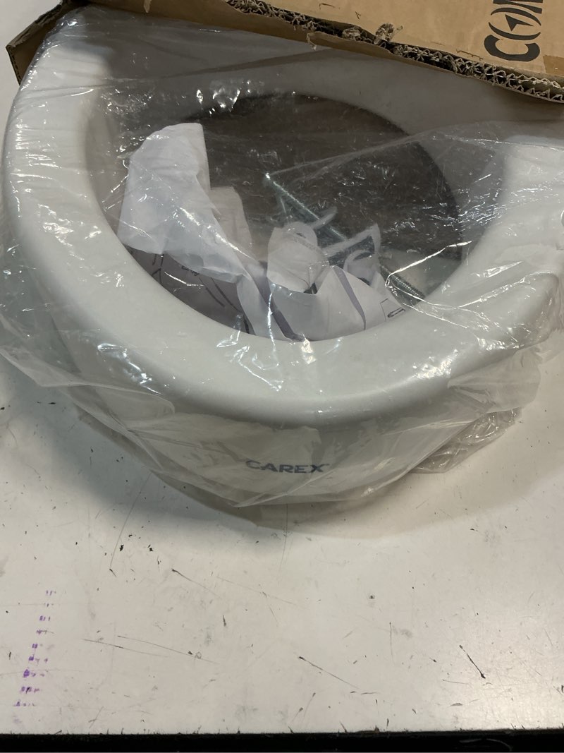 Condition photo showing As Is for carex health brands round white raised toilet seat riser carex