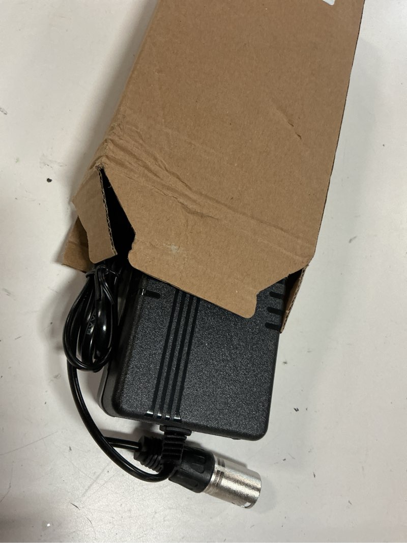 Condition photo showing Good Condition for 24v 5a 3-pin male xlr charger for lakematic, pride mobility, jazzy power chair, shoprider, drive medical, golden technologies, rascal 200t/500t/301 pc 24bc5000tf-1, only for lead acid