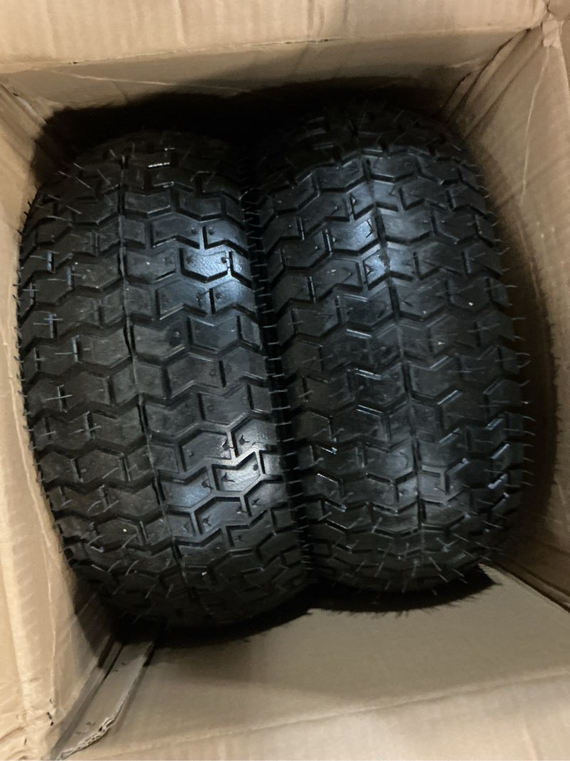 Condition photo showing New/Like New for set of 2 flat free 16x6.50-8 lawn mower tire with 1 inch bearing, 16x6.50-8 tire and wheel lawn tractor front assembly replacement lawn & garden riding mower, 3” center hub