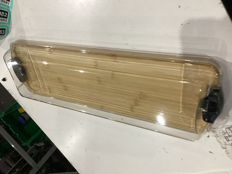 Condition photo showing Good Condition for farberware rectangular build-a-board cutting board with single compartment and clear locking lid for charcuterie, snacks, and more, bamboo