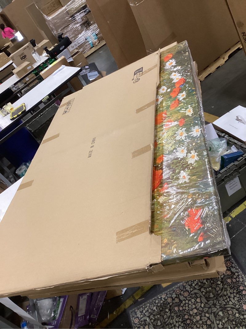 Condition photo showing New/Like New for crmotu coastal wall art, floral canvas wall art, beach art wall decor, mountain landscape extra large artwork, ocean scenic paintings for living room bedroom art prints, office wall decor 29x57inch 57"l x 29"w wildflowers blue sea