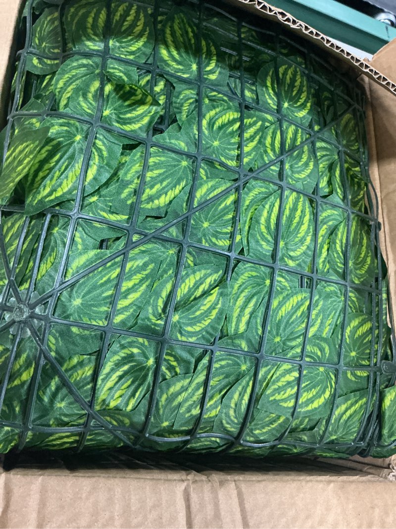 Condition photo showing Good Condition for artificial ivy privacy fence wall screen, 240"x40" artificial hedges fence, anti-ultraviolet artificial faux ivy hedge for outdoor, garden décor 240"x40" watermelon