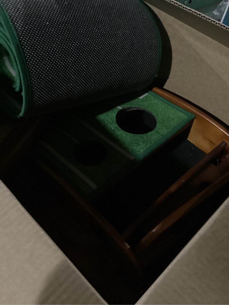 Condition photo showing Good Condition for putting green indoor,golf putting mat with auto ball return,premium crystal velvet surface, practice putting mat, perfect training aid & gift for golf lovers christmas light green a hole