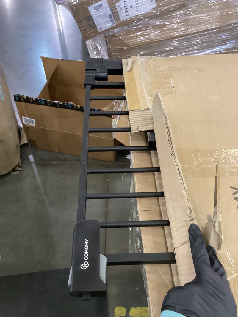 Condition photo showing As Is for COMOMY 36" Extra Tall Baby Gate for Stairs Doorways, Fits Openings 29.5" to 43.3" Wide, Auto Close Sturdy Safety Dog Gate for House, Pressure Mounted Easy Walk Through Pet Gate with Door, Black 36"Tall 43.3"Wide Black