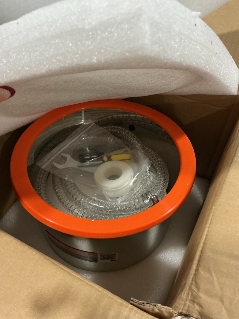 Condition photo showing Good Condition for vevor 1.5 gallon vacuum chamber, stainless steel, vacuum degassing chamber with tempered glass lid, hose, air filter, for resin casting, stabilizing wood, degassing silicone, epoxies, essential oils 1.5 gallon glass lid