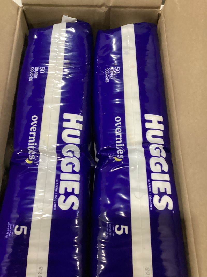 Condition photo showing New/Like New for Huggies Size 5 Overnites Baby Diapers: Overnight Diapers, Size 5 (27+ lbs), 100 Ct (2 Packs of 50), Packaging May Vary Size 5 100