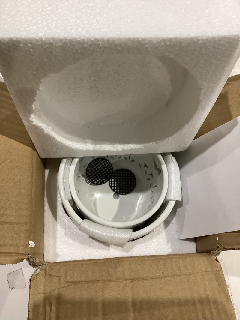 Condition photo showing Good Condition for 2 Pack, 5 + 6 Inch White Orchid Pots with Butterflies and Tulips Holes and Saucer, Ceramic Orchid Planters for Repotting with Drainage Holes and Tray Indoor Outdoor, Butterfly Gift