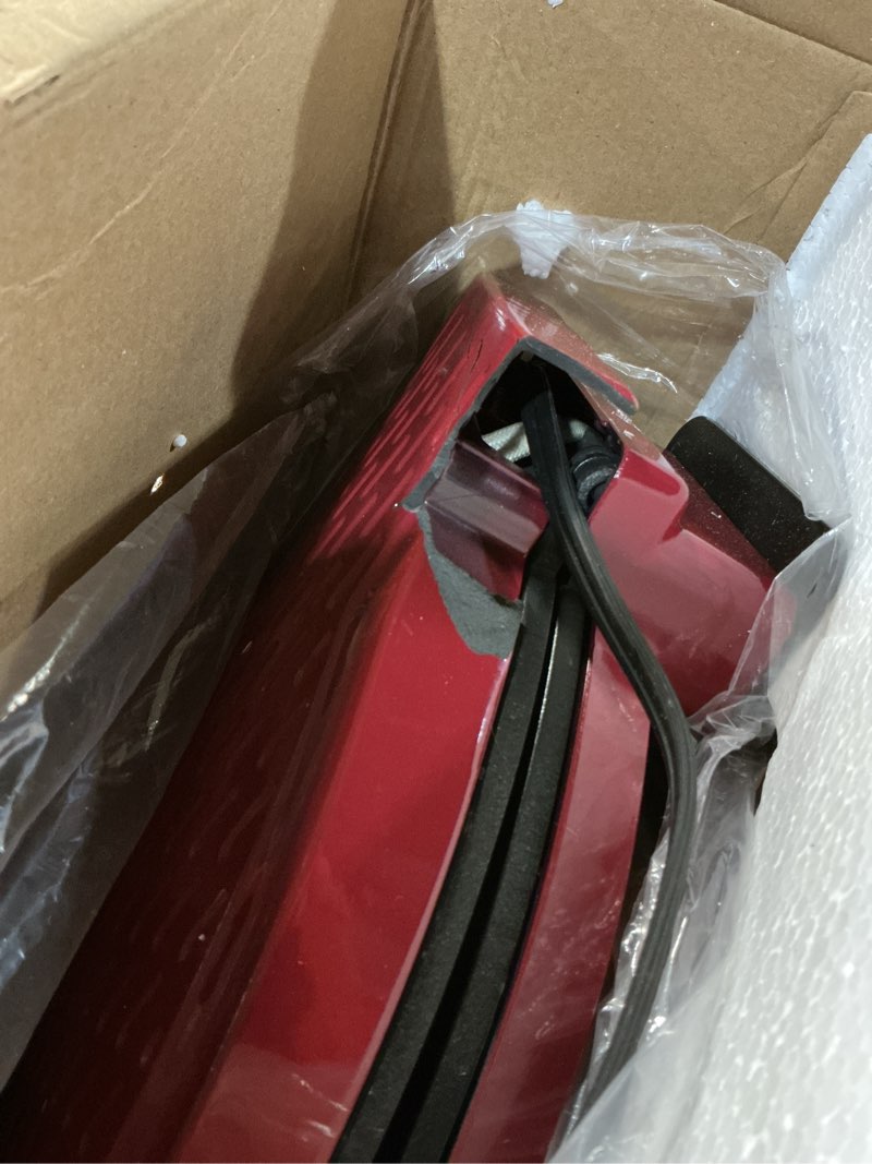 Condition photo showing As Is for betty crocker pizza maker plus, 12" indoor electric grill, nonstick griddle pan for pizzas, quesadillas, tortillas, nachos and more, 12" electric griddle for delicious meals and snacks, red red full size